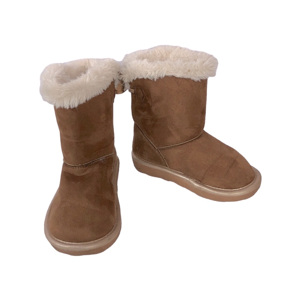 RAMPAGE. Girls Toddler Light Brown Suede Faux Fur Lining Bootie Size 8M - Picture 4 of 5